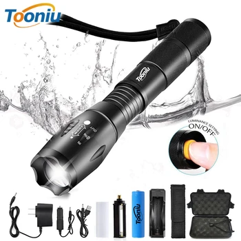 

Waterproof LED Tactical Flashlight Ultra Bright Torch 5 Switch Mode T6/L2/V6 Zoomable Camping Light Use 18650 Battery with Gift
