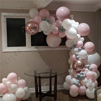 

133Pcs Macaron Pink Balloons Garland Arch Kit Round Rose Gold Foil Ballon Wedding Anniversary Decoration Birthday Baby Shower