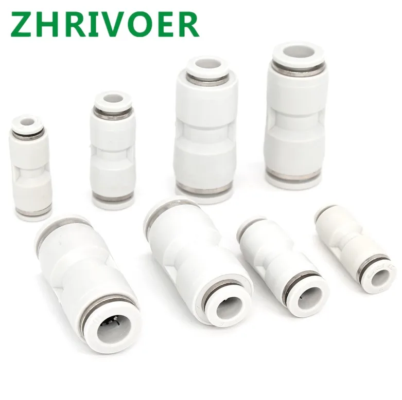 

4 6 8 10 12 14 16mm Tube Straight Push in Pneumatic Connector One Touch Union Quick Fittings White Air Water Tube Fittings