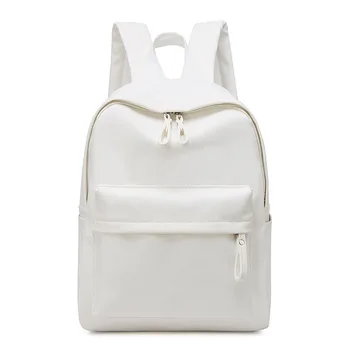 

2020 Spring New Women's Bag Backpack Fashion Simple Student Schoolbag Women's Travel Bag Solid Color Pu Women's Bag