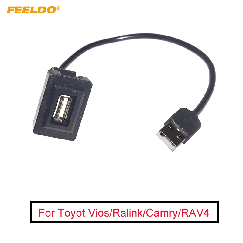 FEELDO Adaptador de Cable USB para coche, de USB de montaje empotrado, a hembra, enchufe de extensión, cargador|Cables, adaptadores y enchufes| - AliExpress