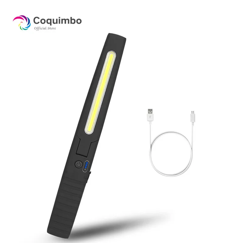 

LED USB Work Light COB LED Flashlight Built In Rechargeable Battery Strong Magnet Hook 4 Modes Lighting USB LED Torch Lamp