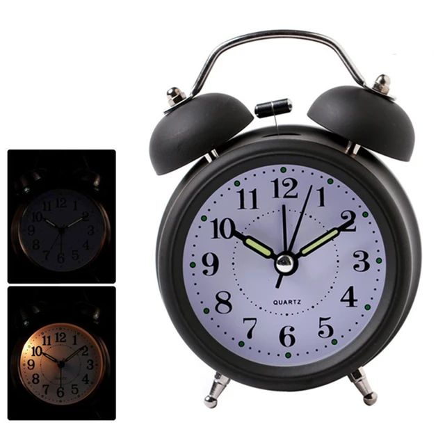 Retro Loud Alarm Clock Double Bell Mechanical Key Wound Silent Pointer Alarm Clock Night Light 1