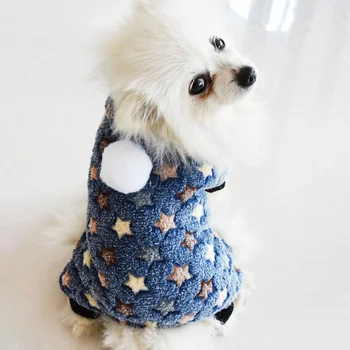 

Warm Winter Pet Coat Thicken Cute Star Paw Print Dog Cat Clothes Overalls Coral Velvet for Small Medium Dogs Cats Chihuahua