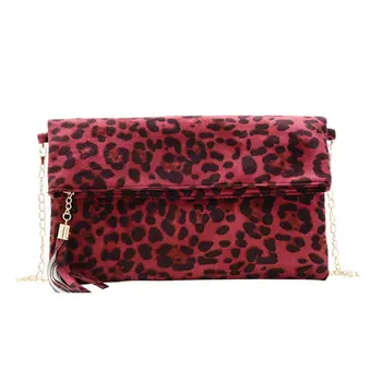 

Charming Tailor Leopard Clutch Bag for Women Tassel Foldover Clutch Dressy Purse
