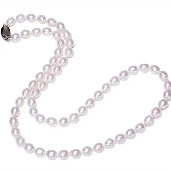 

90cm/120cm AAAA Pearl Sweater Chain Necklace 8-9mm Natural Freshwater Pearl 925 Sterling Silver Necklaces For Women Jewelry Gift