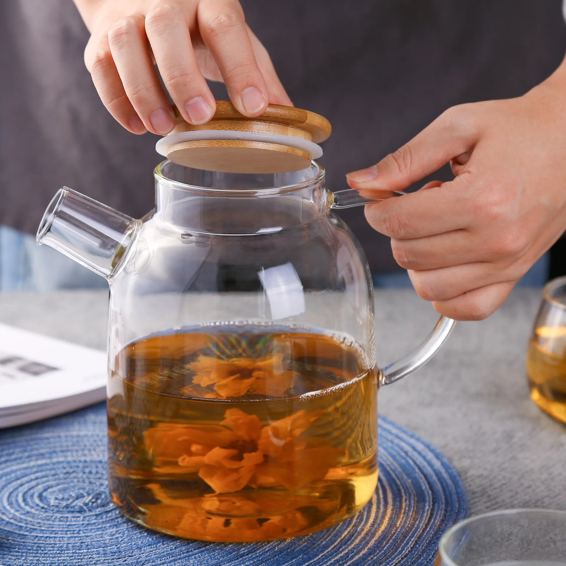 Высокоборосиликатный термостойкий стеклянный чайник фильтр цветочный горшок свободный лист чайник Набор Подставка для чайника подогреватель подсвечники