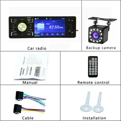 Автомобильный стерео с Bluetooth 4,1 дюймов один Din радио для автомобиля MP5 плеер USB/SD/AUX/FM приемник беспроводной пульт дистанционного управления - Цвет: with 12led cam