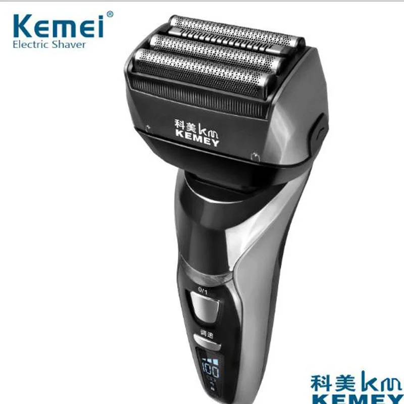 Kemei бритва KM-8150Z электробритва четыре лезвия 7 водонепроницаемый ЖК-дисплей полный спектр плавающего бритья перезаряжаемые - Цвет: Черный