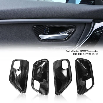 

4pcs Carbon Fiber Style ABS Car Inner Door Handle Bowl Frame Decoration Cover Trim For BMW 3 4 series F30 F34 3GT 2013-18