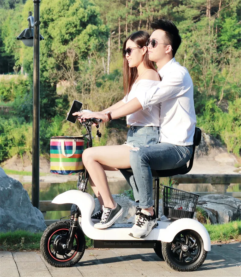 Cheap Daibot Electric Tricycle Scooter Three Wheel Electric Scooters 12 inch 48V 500W Portable Electric Scooter Adults With Two Seat 5