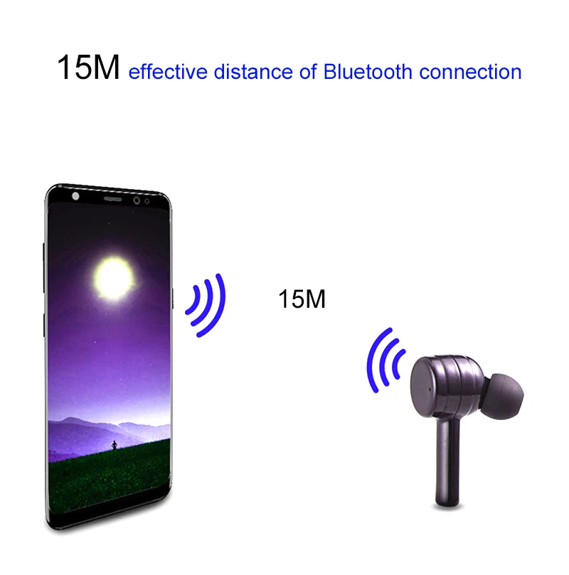 Длительное время работы от аккумулятора водонепроницаемые наушники Bluetooth 5,0 с разъемом на расстоянии 15 м и поддержкой зарядки для мобильных телефонов