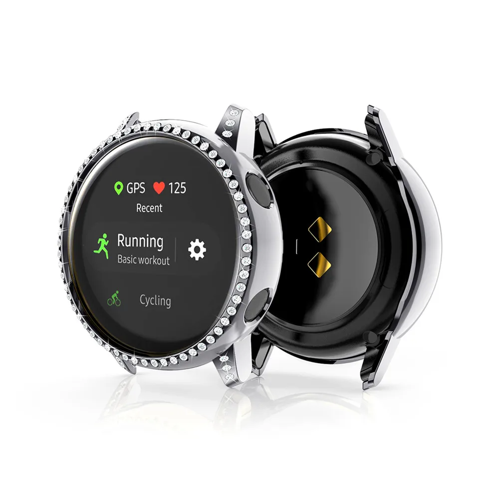 PC защитный чехол для samsung Galaxy Watch Active против царапин HD полный экран Защитная крышка часов с цирконием дрель