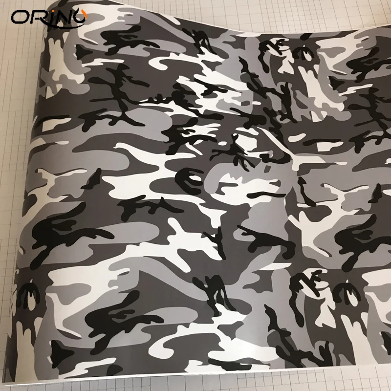 Black Grey Camouflage Vinyl Film Wrap-1