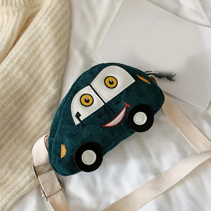 Kids Corduroy Single-Shoulder Bag Cute Mini Car Shape Messenger Handbag H66