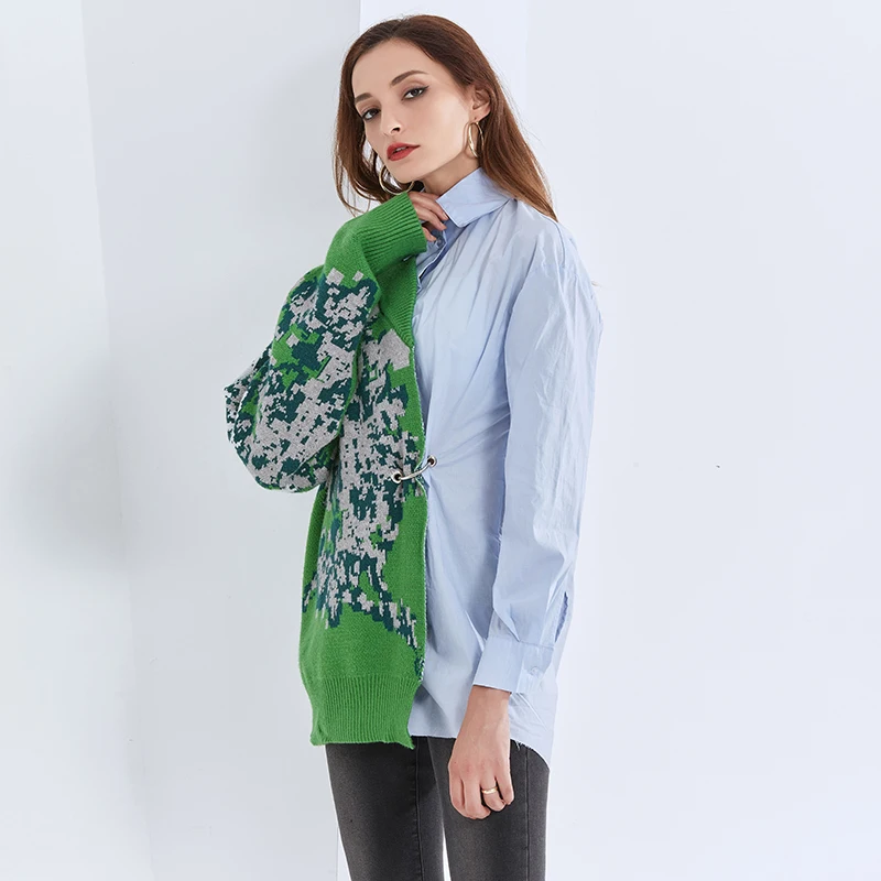 TWOTWINSTYLE Print Shirt For Women Lapel Collar