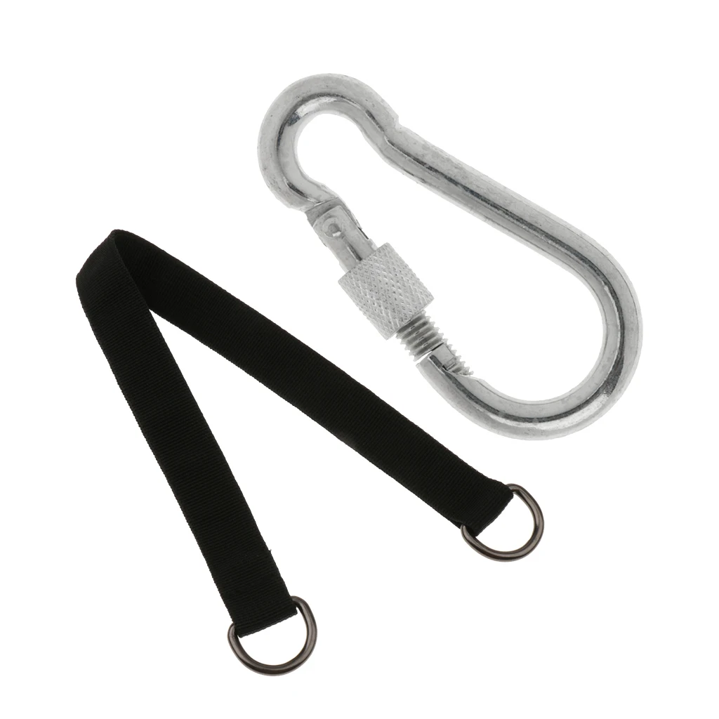 Heavy Duty Nylon Hanging Swing Strap Rope Hammock Swing 45cm With Silver 1Piece D Shape Carabiner