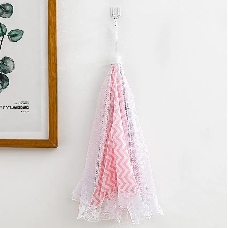 60CM Kitchen Folded Food Cover Umbrella Half Clear Mesh Hygiene Grid Food Dish Cover Kitchenware Covering Cap Dirt Dust Prevent