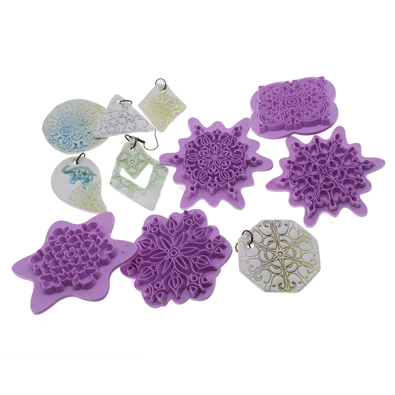 Mandala Lace Pattern Emboss Stamp Polymer Clay Earring Texture Soap Pottery Ceramic Impression Dotting Tools 5pcs/lot Art Hobby clay modelling tools