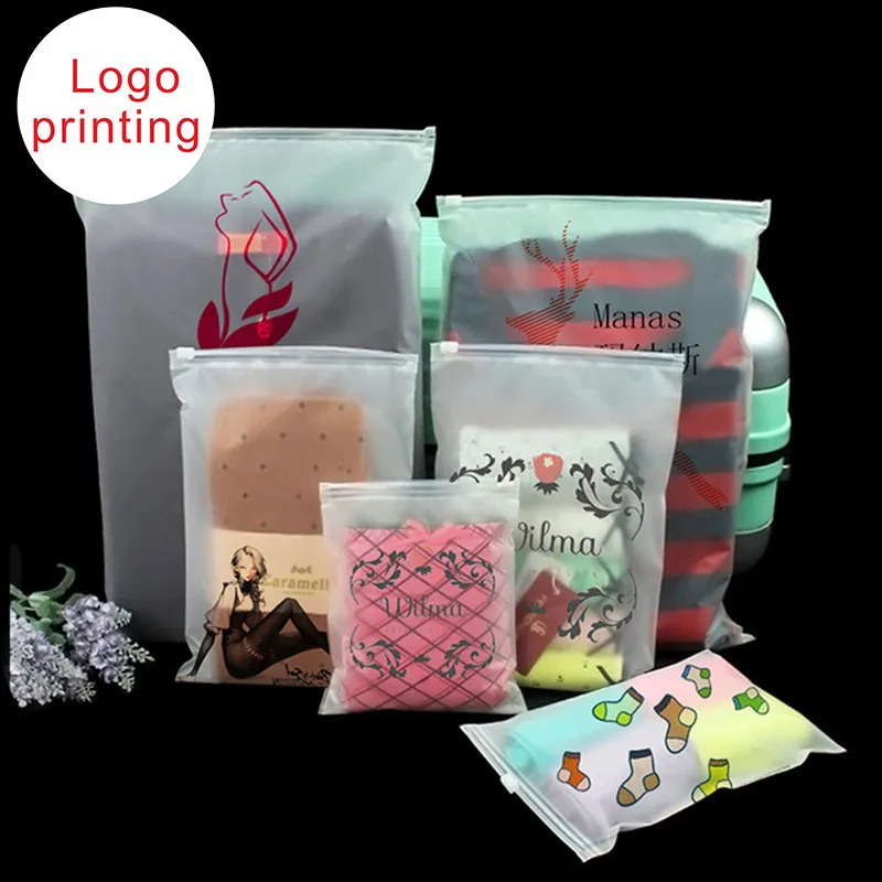 100pcs Frosted plastic packaging bag travel storage waterproof zipper lock self-sealing clothing plastic packaging bags