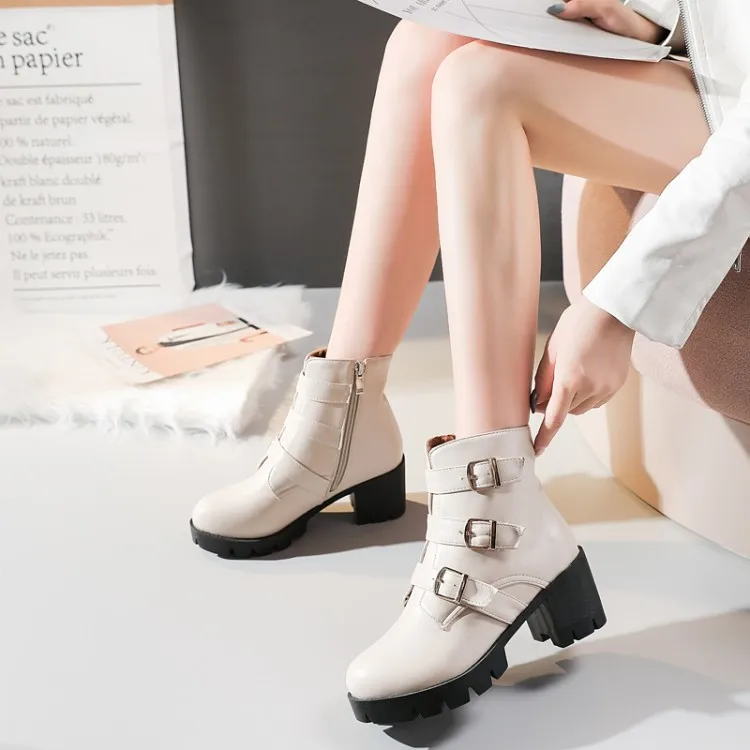 

Big Size 9 10 11 12 boots women shoes ankle boots for women ladies boots shoes woman winter Solid color round head side zipper