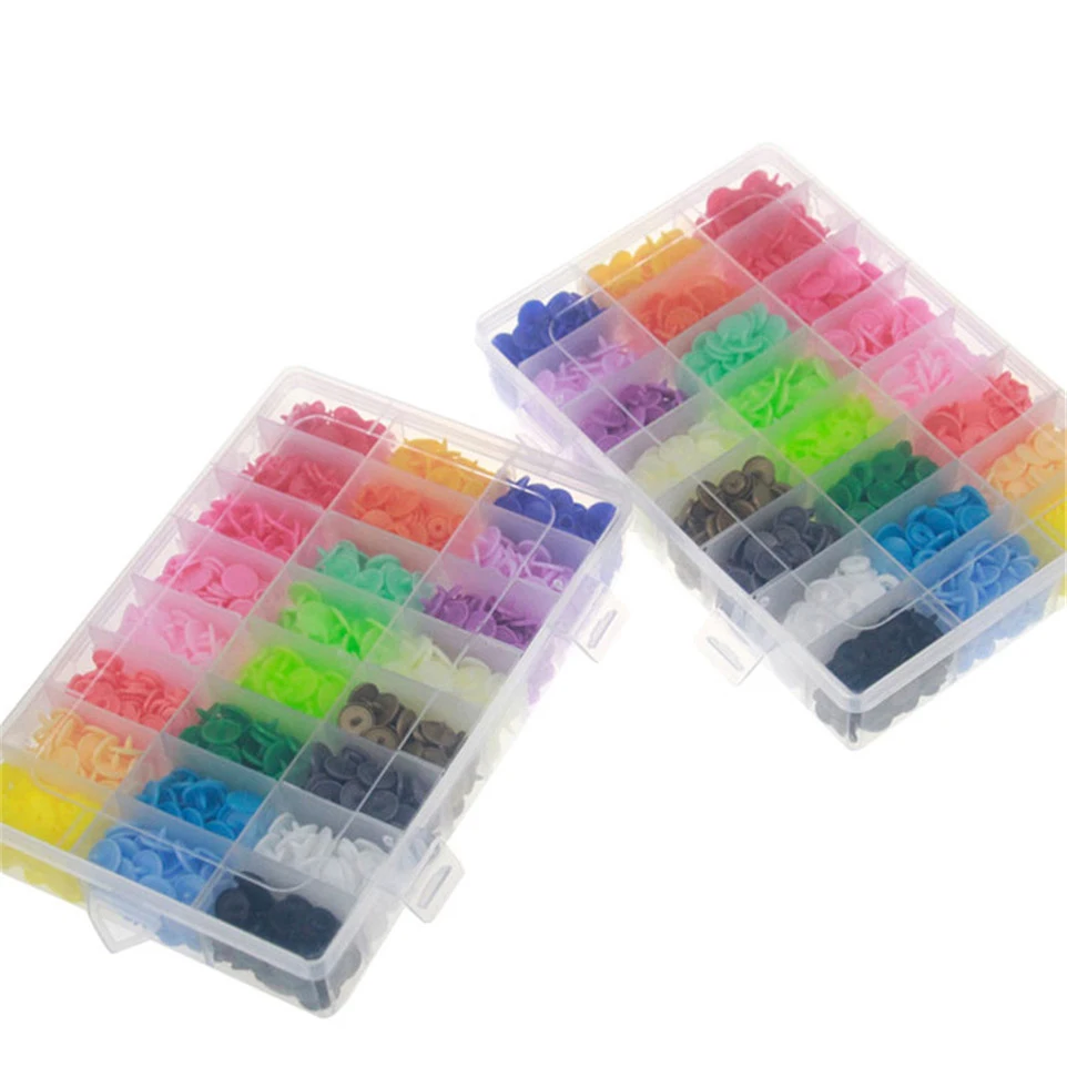 Cheap 1Box 360sets Colorful Snap Resin Button DIY Press Pliers Hand Punching Tool DIY Sewing Accessories J0237