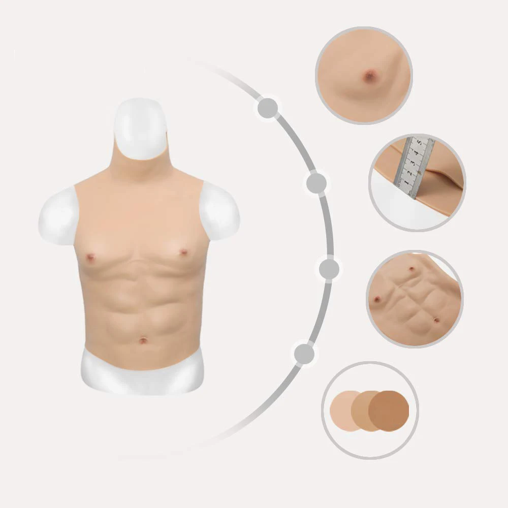 Drag queen Perfect Pectorals поддельные мужские груди силиконовые мышцы половина тела Высокий воротник Hollaween реквизит косплей маскарадный костюм