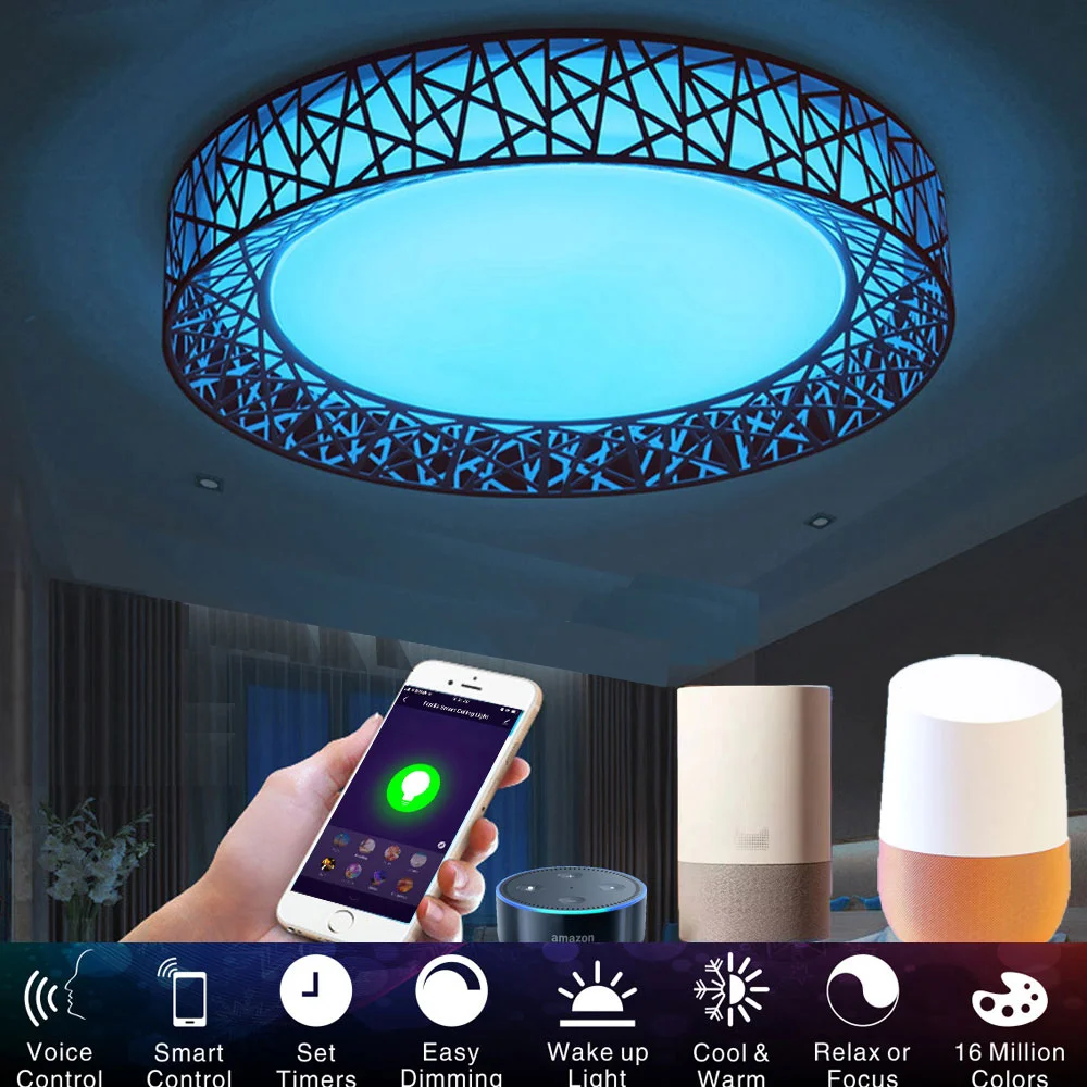 Tuya Smart WIFI RGBW Ceiling Light Led Modern Lamp Living Bedroom Room ...
