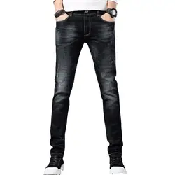 Весенние новые стильные мужские Узкие Эластичные облегающие брюки в Корейском стиле модные ковбойские брюки для подростков 9915