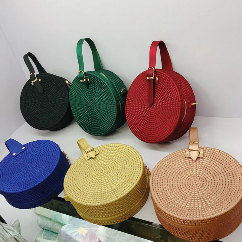 

Round jelly bag new woven matte round shoulder diagonal