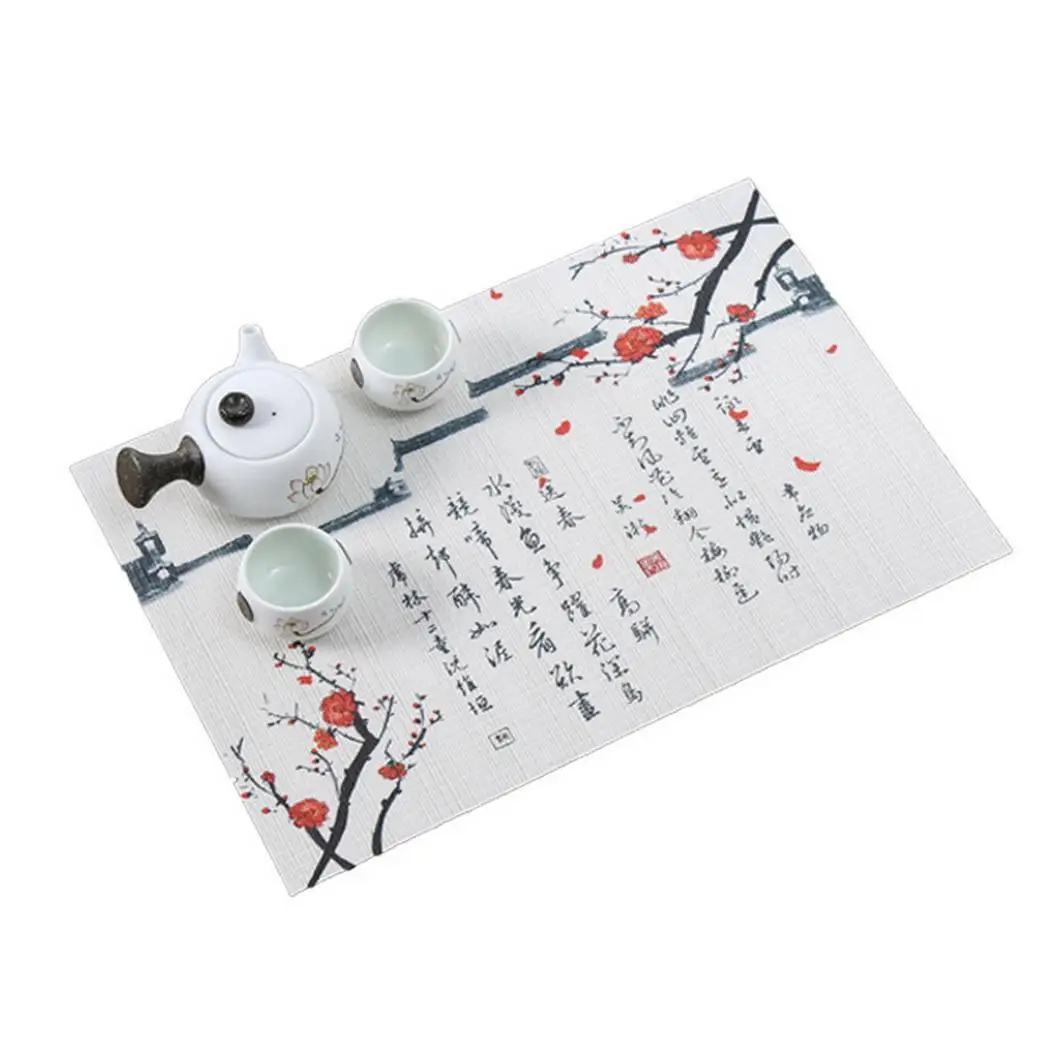 ПВХ подложка под столовые приборы напечатанный стол Нескользящая прокладка изоляция Coaster Посуда коврик для дома, повседневной жизни 1-17