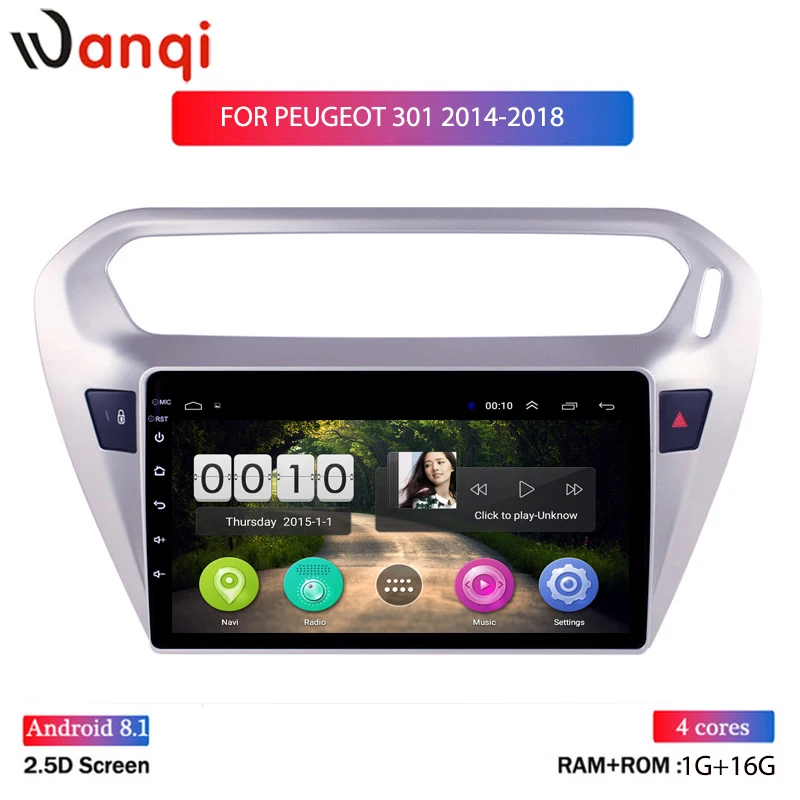 

Android 8.1 Car DVD Player GPS CAR Navigation Multimedia For peugeot 301 Citroen Elysee Radio 2014-2018