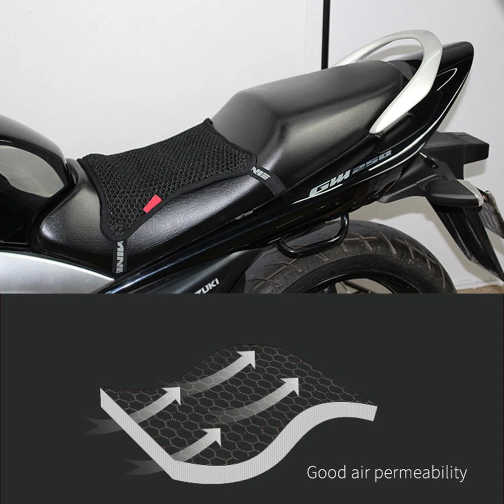 Capa de Assento da Motocicleta Capa de Almofada Respirável Malha Coxim Anti-skid Ciclomotor 1pc 3d Net 8 Capas p/assento