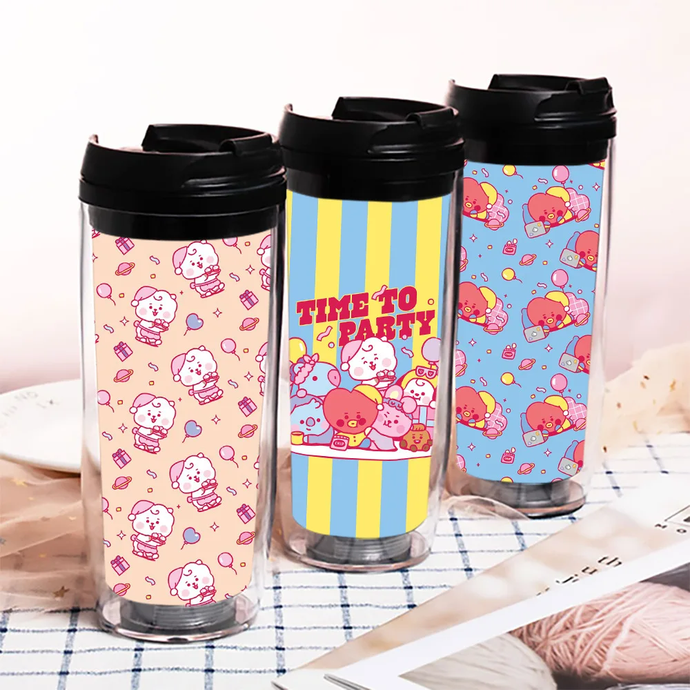 Kpop Bangtan Boys фотография печатная Женская 12oz Kawaii Двойная Стенка изолированные
