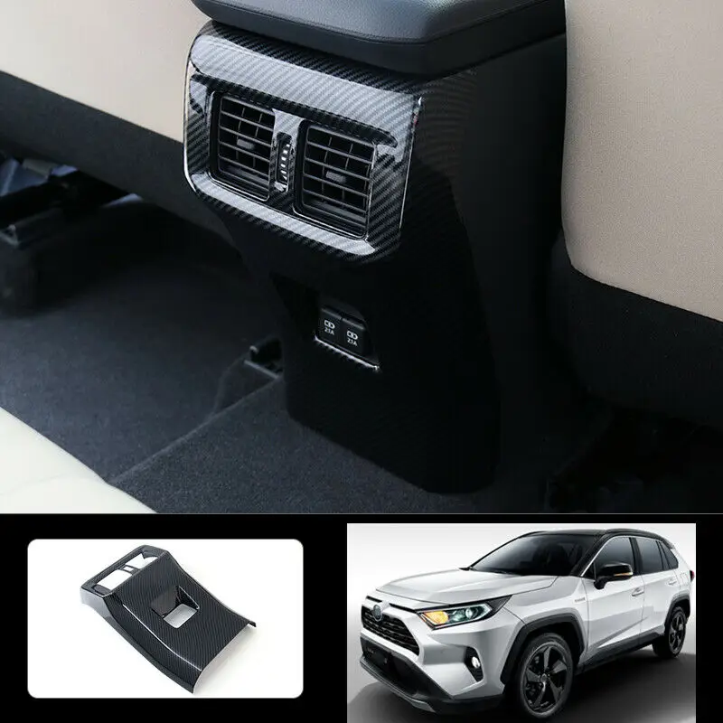 

For Toyota RAV4 2019 2020 ABS Carbon fiber Back row Air outlet vent Anti-kick Moulding Cover Trim Car Accessories 1Pcs