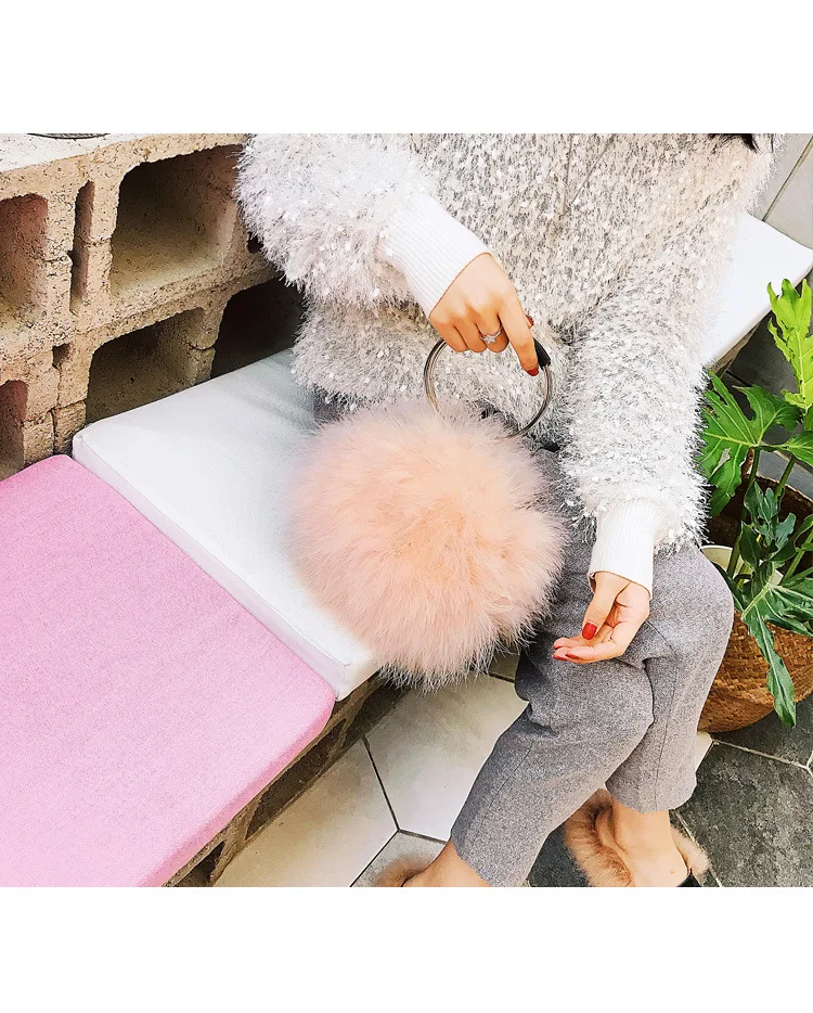 Меховая сумка женская роскошная дизайнерская фиолетовая розовая шикарная Страусиная перышка вечерняя сумочка известный бренд Сумочка осень зима Прямая поставка