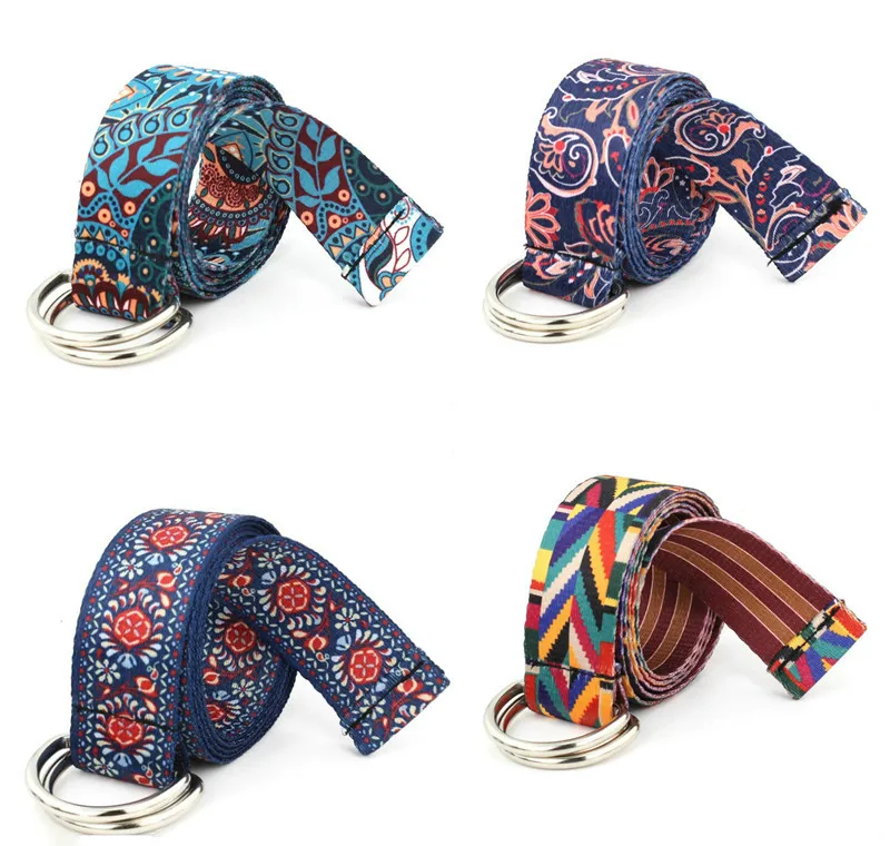 

Model Sells Well Boho Girl Double-sided Printed Canvas Belt Women's Fashion Decoration Simple Leisure Joker Long Pants Girdle