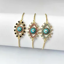 10 шт. Высокое качество микро проложить Блестящий кубический циркон CZ разъем для глаз браслет для женщин талисман для девушки ювелирные изделия подарок BG307