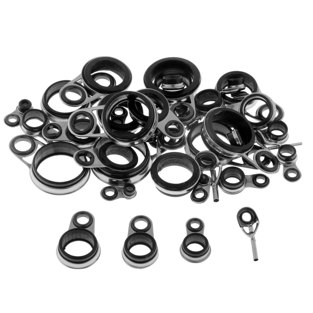 37Pcs Fishing Rod Guides Top Tip Ring Telescopic Surf Casting Rod Guides Kit Fishing Rod Repair