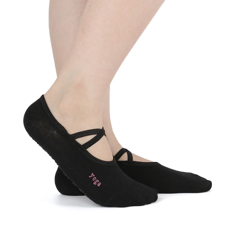 Носки для йоги для женщин, силиконовые Нескользящие носки в горошек с захватами, носки для Барре для пилатеса, спортивные танцевальные Тапочки, балетные