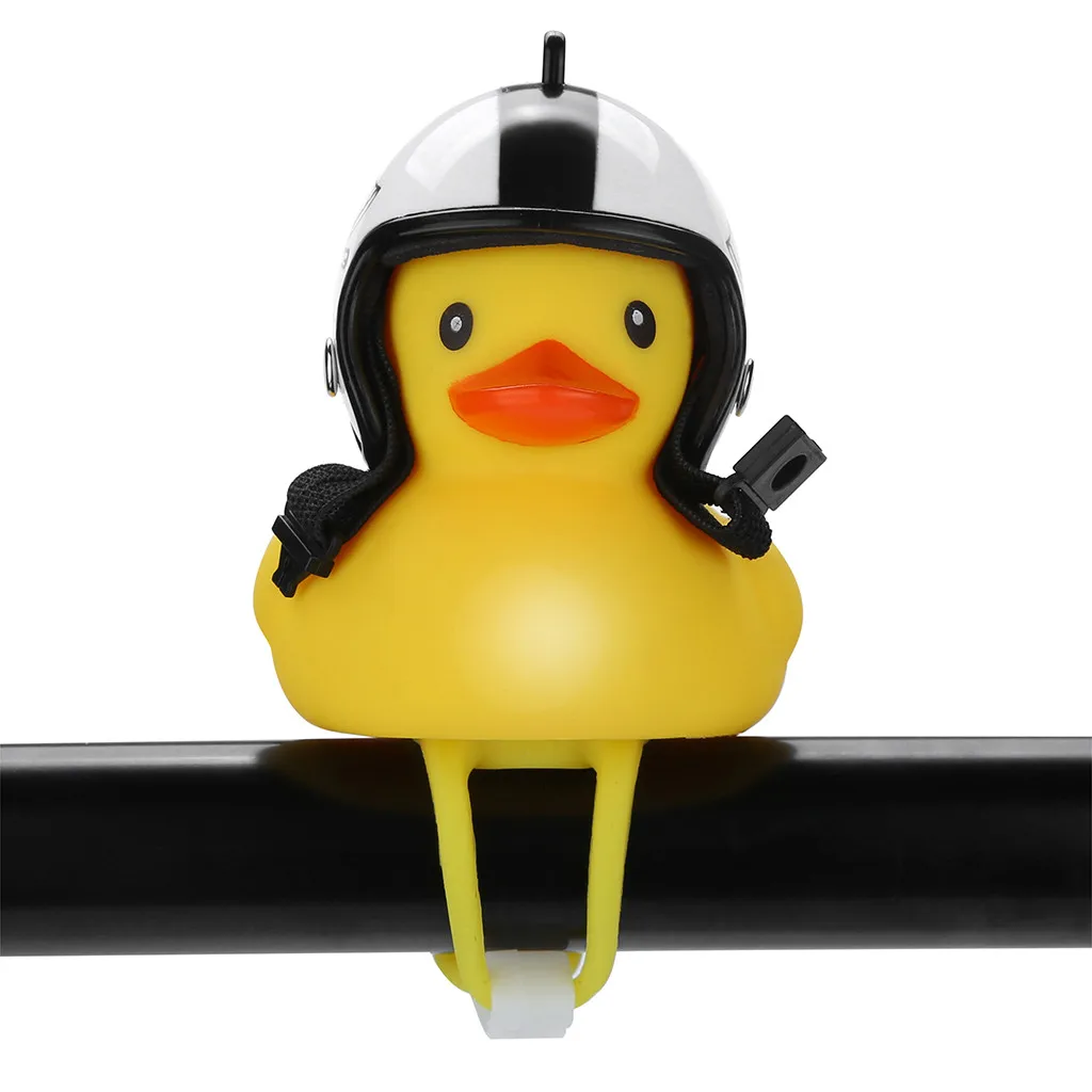 Best 1pc Cartoon Yellow Silica Little Duck Helmet Head Bicycle Light Shining Mountain Bike Handlebar Duck Head Light Bell Accesso#PY6 43