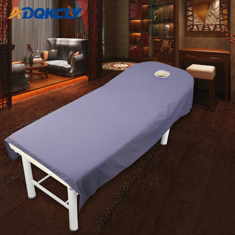 

Solid Beauty Massage Table Bed Flat Sheet 100%Polyester Massage Sheet for SPA Treatment Bed Cover with Round Breath Hole sheet
