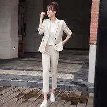 ^#Cheap 2019 Autumn Fashion Women's Suit Pants Set Temperament Slim Long Sleeve Jacket Small Blazer Female office suit two-piece ^#Cheap 2019 Autumn Fashion Women's Suit Pants Set Temperament Slim Long Sleeve Jacket Small Blazer Female office suit two-piece