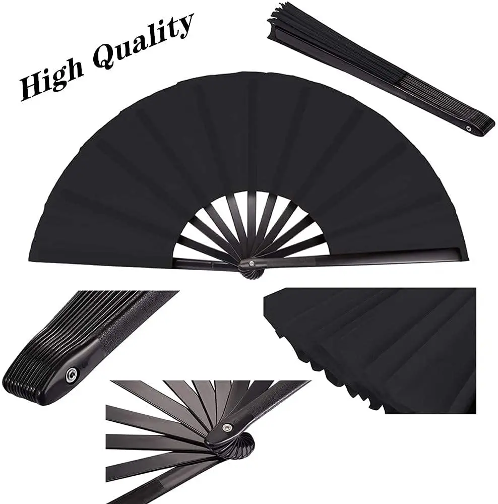 Folding Fan Hand Fan 2 Pack Large Folding Hand Fan Nylon-Cloth Vintage Retro Fabric Fans for Men/Women Festival Dance Gift Performance Decoration