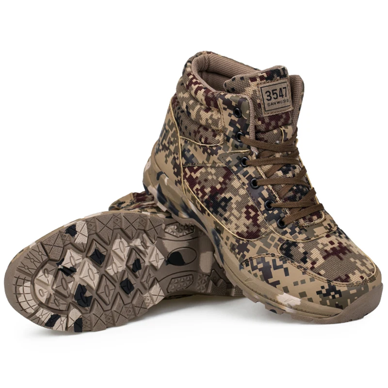 Военная обувь мужские камуфляжные текстильные походные ботинки зимние теплые бархатные уличные походные ботинки для пустыни 39-46