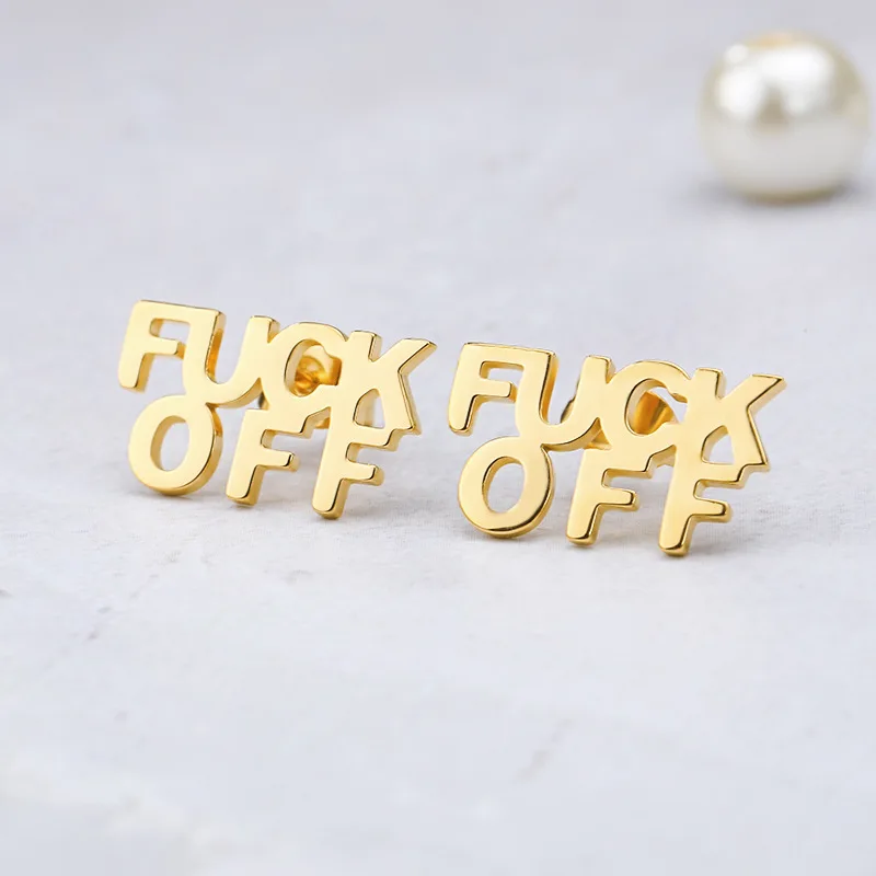 

Stainless Steel Letter Stud Earring For Women Funny Rose Gold Plating Ear Studs Charm Womens Jewelry Birthday Gift for Girl