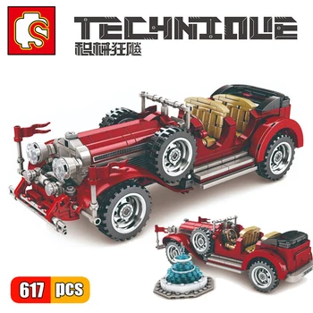 Sembo 617Pcs Technic MOC Vintage Car Model Building Blocks Racing Car Model Bricks Kids Christmas Gifts Toys for Boys building blocks technic porsche 997 gt3 super racing car model technic children toys bricks christmas gift