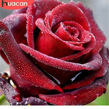 

Huacan Diamond Embroidery Flower Picture Rhinestones Diamond Painting Cross Stitch Rose Full Square Diamond Mosaic Full Kit