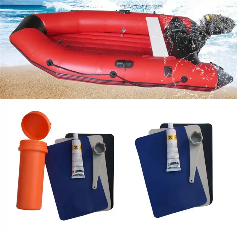 Swimming Pools Inflatable Boats /& Raft Toys-Special Damaged Puncture Leaking Hole Repair with Tape Glue Waterproof Patch Tool Dinghy Drift Boats PVC Repair Patch Kit for Kayak Canoe Water Toy
