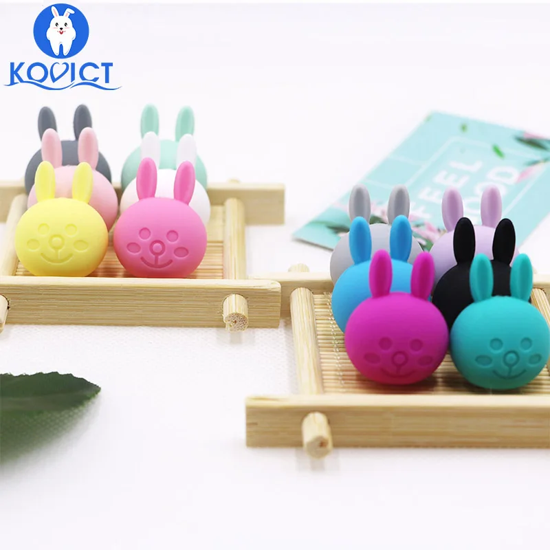 Kovict 5pc rabbit Silicone Beads Food Grade Silicone Teether DIY Nursing Necklace Accessories perle Beads Baby Teethers